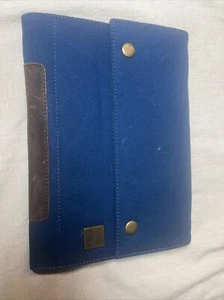 KNOMO London Canvas Blue iPad Cover Green 9 3/4” x7” Portfolio - Picture 1 of 10