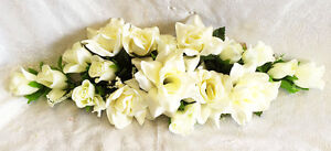 Ivory Cream Rose Swag Artificial Silk Wedding Flower Arch Table Centerpiece Fake
