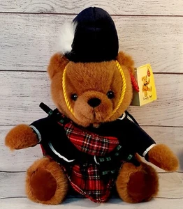 Simply Soft Scottish Bagpipe Teddy Bear Red Plaid Kilt 13 Inches Keel Toys - Picture 1 of 6