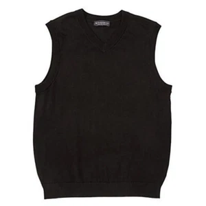 NEW Size 3XB Big Mens Hart Schaffner Marx Merino Wool Sweater Vest Black - Picture 1 of 10