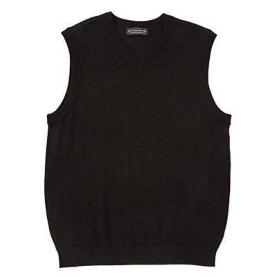 NEW Size 3XB Big Mens Hart Schaffner Marx Merino Wool Sweater Vest Black - Image 1 of 4