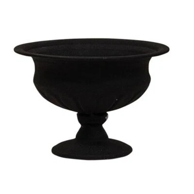 NEW URN PLANTER BLACK Distressed Metal Country Primitive Candle Holder 6" wide - Image 1 of 2