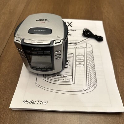 Timex T150G Clock Radio and Weather Gray Silver Triple Alarm Nature Sounds Nice - Image 1 of 4