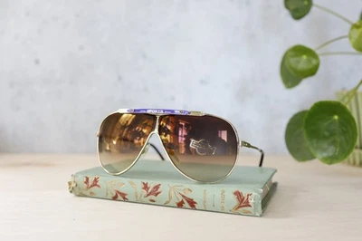 Vintage 1980s Sunglasses NOS Multicolor Taiwan Aviator Cowboy Western Grandpa - Image 1 of 4