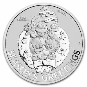 2022 Tuvalu 1 oz Silver The Simpsons: Season's Greetings BU - Picture 1 of 4