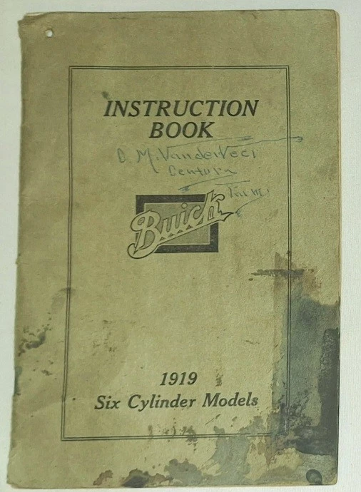 Vintage Antique 1919 BUICK Instruction Book  - Image 1 of 1