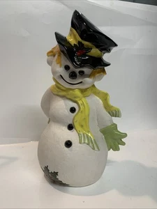 Vtg Hand Painted Frosty Snowman Ceramic Byron Mold 1971 Figure Winter Christmas - Picture 1 of 6