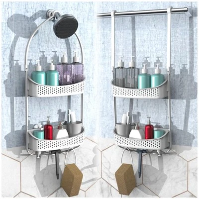 Shower Caddy Hanging Bathroom Organizer Anti-swing Over Head Plastic Multiple - Image 1 of 4
