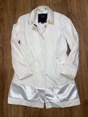 Blazer estilo 3/4 de cuero de algodón Coach para mujer talla 4 marfil usado en excelente estado Foto 1 de 4