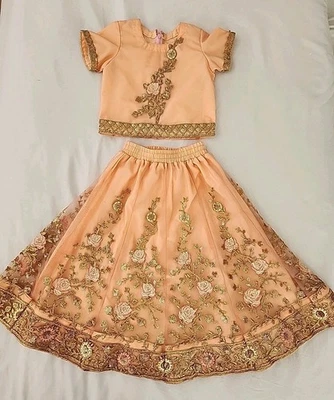 Girls Lehenga Floral Pattern Outfit  - Image 1 of 4
