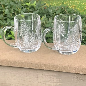 Mikasa Lead Crystal "Christmas Tree" Clear Glass Mugs, Flawless Set of 2 - Picture 1 of 16