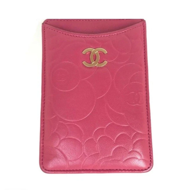 CHANEL Camellia Smartphone Pass Case Portatarjetas de Visita Vertical Marca CC Rosa  Foto 1 de 4
