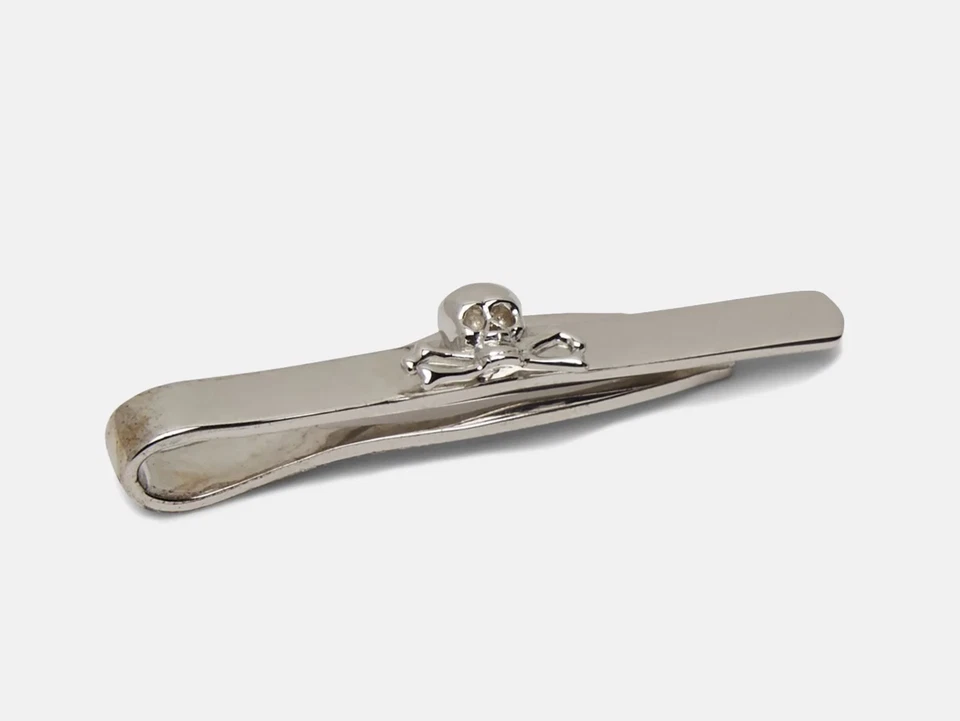 New Vintage Yale Skull and Bones Silver Tie Clip / Bar 2" - Image 1 of 1