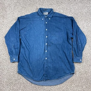 Vintage Abercrombie & Fitch Hemd Herren Large Blau Denim Big Shirt Made USA 90s - Bild 1 von 11