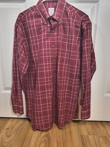 Brooks Brothers Shirt Mens Medium Red Plaid Long Sleeve Pocket Button Down - Picture 1 of 5