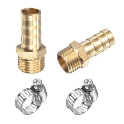 Ottone Tubo Dentellato Raccordo Dritto 10mmxG1/4 Maschio Filettatura 2pz - Immagine 1 di 4