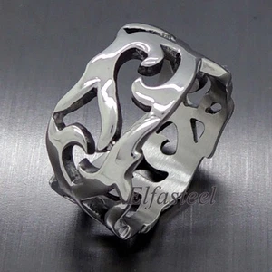 Celtic 316L Stainless Steel Hollow Band Ring - Picture 1 of 6