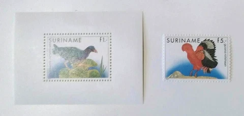 Nice Surinam Bird Stamps. Scott's 725a & 728. MH to MNH. sal's stamp store Cover