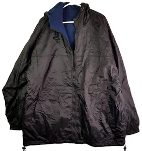 Oversized Fleece Lined Raincoat Mens XL Black Blue Reversible Hooded Full Zip - Bild 1 von 8
