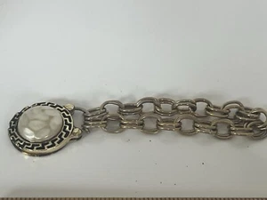 Bracciale Vintage Firmato Coro Oro Charm 7” - Catena Rolo Finta Perla - Foto 1 di 6