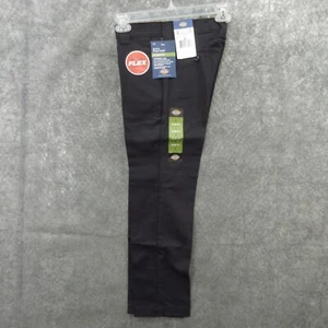 Dickies Boys Flex Pants Size 8 Black Slim Fit Tapered Leg Wrinkle Resist New - Picture 1 of 14