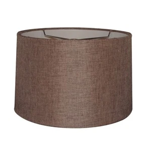 12x14x10" Slip Uno Fitter Hardback Drum Lamp Shade Chocolate Burlap Brown Modern - Picture 1 of 4