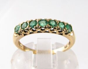 9K 9CT GOLD COLOMBIAN EMERALD  ETERNITY BAND ART DECO INS RING FREE RESIZE