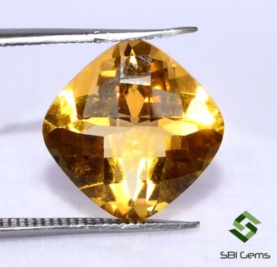 Certified Natural Citrine Cushion Checker Cut 12x12 mm 6.22 CTS Loose Gemstone - Image 1 of 4