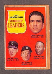 1961 Topps #59 American League Strikeout Leaders Whitey Ford