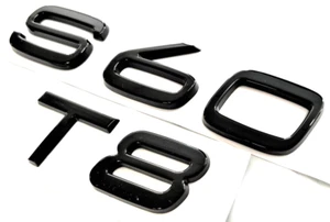 BLACK S60 + T8 FOR VOLVO S60 REAR TRUNK NAMEPLATE EMBLEM BADGE LETTERS NUMBER - Picture 1 of 2