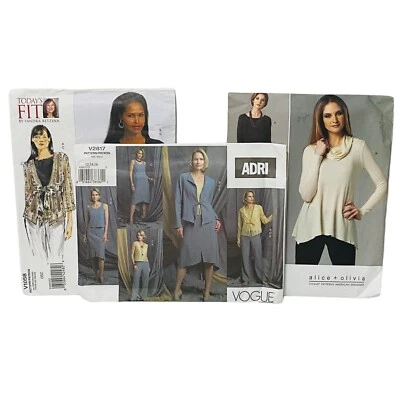 Designer Vogue Sewing Patterns Lot Cardigan Tank Top Tunic Jacket Dress 12-16 - Image 1 of 4