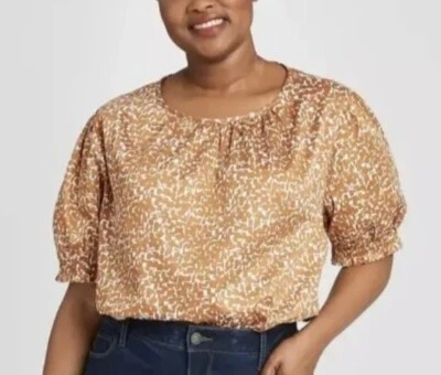 Ava & Viv 棉府绸上衣大码 2X 短袖轻便宽松版型 — 第 1/4 张图片