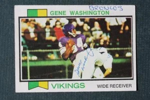 Tarjeta de fútbol americano Topps 1973 firmada/autografiada de los Minnesota Vikings Gene Washington- - Imagen 1 de 1