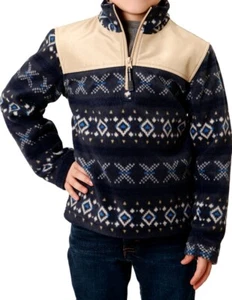 Roper Western Jacket Boys Aztec 1/4 Zip Navy 03-397-0692-6161 BU - Picture 1 of 2