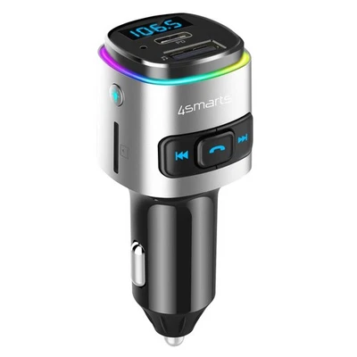 FM Transmitter + USB / USB-C Auto-Ladegerät, 4Smarts – Schwarz - Bild 1 von 4