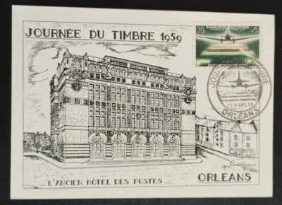  Carte Premier jour journée du timbre Orléans Timbre Aéropostale 1959 N° 1196 - Photo 1/2