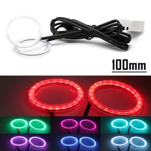 2X 100MM RGB Colorful COB Car Headlight Angel Eyes Light LED Halo Rings Lamp Set - Foto 1 di 11