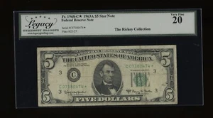 DBR 1963-A $5 FRN Philadelphia STAR Fr. 1968-C* Legacy VF-20 Serial C07180474* - Picture 1 of 2