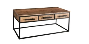 Industrial coffee table with 3 drawer Mango wood ** Stock Clearance ** - Picture 1 of 1