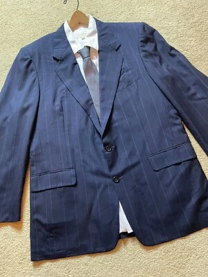 Vintage 60s 70s Hickey Freeman Wool Pinstripe Sport Coat Blazer Suit Jacket 44L - Image 1 of 4