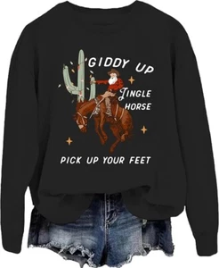 Giddy up Jingle Horse Black Sweatshirt on Gildan Brand, size 2XL - Picture 1 of 1