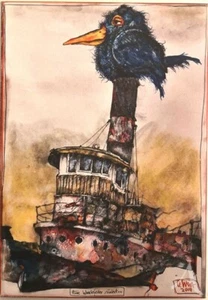 Kunstdruck auf Leinwand - "Eine Wrackfeder siniert... - von OLE WEST - (30x42cm) - Bild 1 von 1