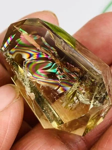 Top 32g gema diamante citrino brasileño arco iris cristal, corte a mano brillo faceta bola - Imagen 1 de 21