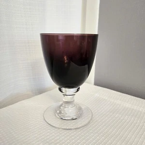Art Deco Style Water Wine Goblet Glass Tiered Pedestal Base Plum Single Replacem - Picture 1 of 6