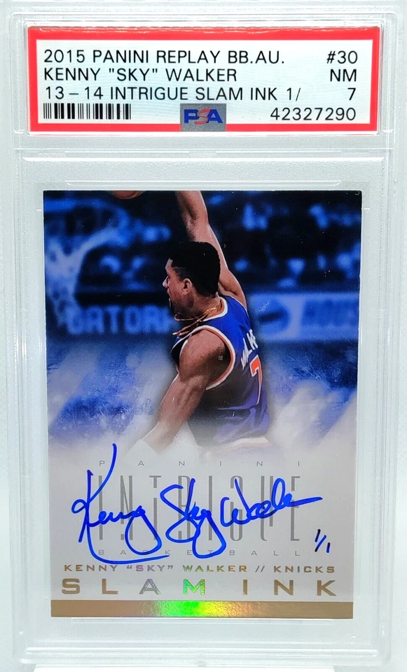 1/1 Kenny Walker AUTO PSA 7 Sky Autograph One 2013-14 Replay Intrigue Holo Ink - Image 1 of 2