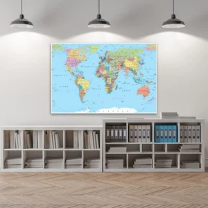 World Executive Wall Map Poster Print, World Map, Art Quality Print. - Picture 1 of 13