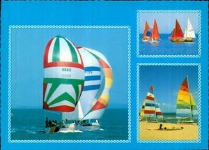 Australia Sailing Boats Postcard. Multi View Vintage 80s OId Card Scalloped - Picture 1 of 2