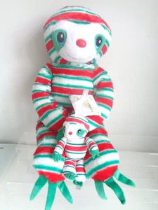 Juguete de peluche de Navidad Build a Bear Workshop perezoso menta + adorno árbol bebé - Imagen 1 de 5