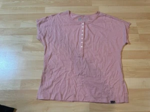 Woolly Clothing Co. Women's Merino Wool Short Sleeve Henley 150gsm Pink Large - Picture 1 of 5