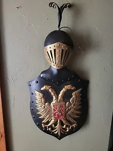 Knight Armor Wall Hanging Decor Double Headed Eagle Crest Coat Of Arms Vintage - Picture 1 of 7